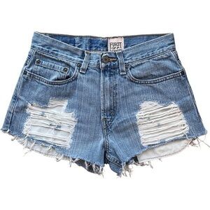 LF x Furst of a Kind | Vintage Distressed Blue Denim Levi Shorts - Size 27